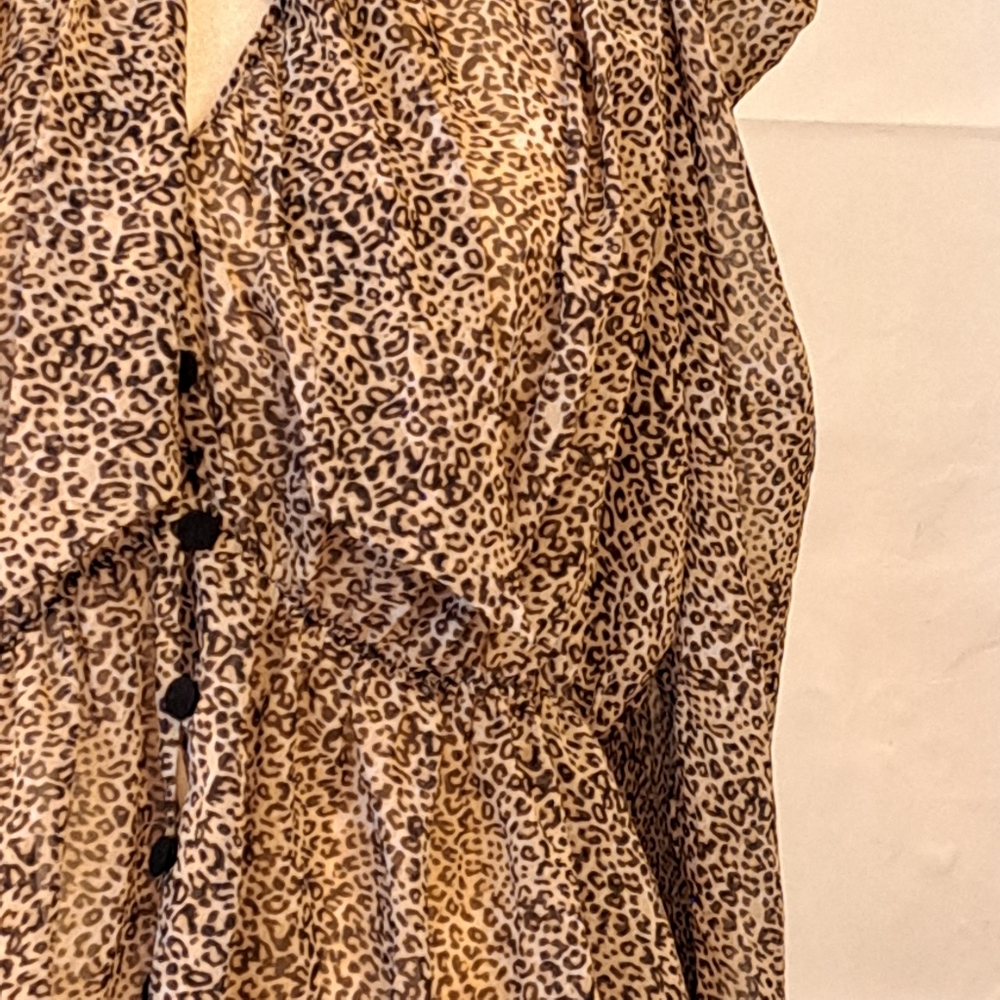 ZARA LEOPARD PRINT PUSSYCAT BOW TIE 90'S STYLE BLOUSE IN BLACK/BROWN SZ M - Picture 8 of 15